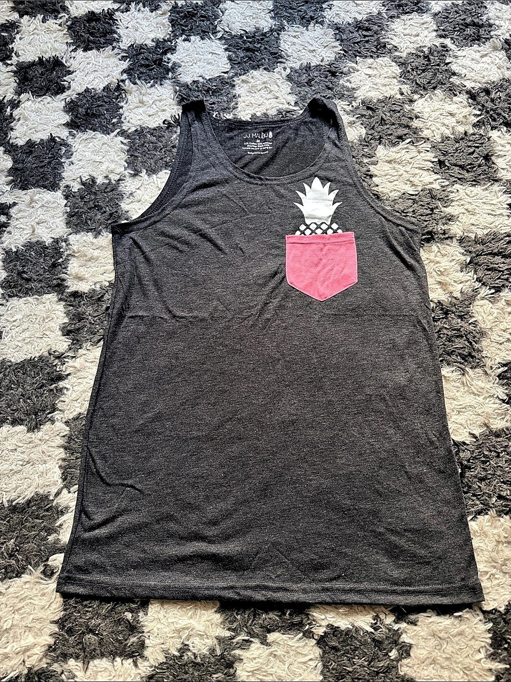 J.J. Malibu Pineapple Pocket Tank in Gray Size Medium